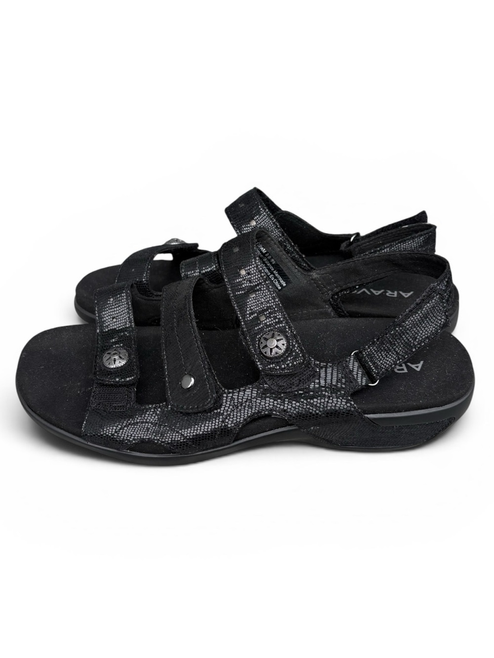Aravon PC Three Strap Black Sandals Size 8 B